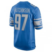 D.Lions #97 Aidan Hutchinson Blue 2022 Draft First Round Pick Game Jersey Stitched American Football Jerseys
