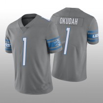 D.Lions NO. 1 Jeff Okudah Silver Vapor Limited Jersey Stitched American Football Jerseys