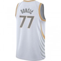D.Mavericks #77 Luka Doncic 2020-21 Swingman Jersey City Edition White Stitched American Basketball Jersey