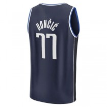 D.Mavericks #77 Luka Doncic Fanatics Branded 2022-23 Fast Break Player Jersey Statement Edition Navy Stitched American Basketball Jersey