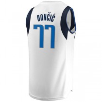 D.Mavericks #77 Luka Doncic Fanatics Branded Fast Break Replica Jersey White Association Edition Stitched American Basketball Jersey
