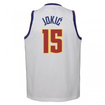 D.Nuggets #15 Nikola Jokic 2020-21 Swingman Player Jersey Association Edition White Stitched American Basketball Jersey