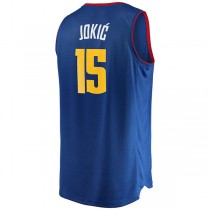 D.Nuggets #15 Nikola Jokic Fanatics Branded 2020-21 Fast Break Replica Jersey Statement Edition Blue Stitched American Basketball Jersey