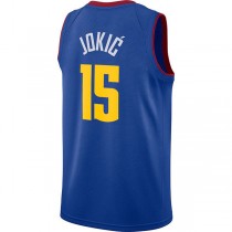 D.Nuggets #15 Nikola Jokic Jordan Brand 2020-21 Swingman Jersey Statement Edition Blue Stitched American Basketball Jersey