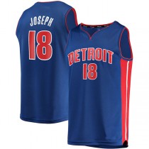 D.Pistons #18 Cory Joseph Fanatics Branded 2021-22 Fast Break Replica Jersey Icon Edition Blue Stitched American Basketball Jersey