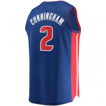 D.Pistons #2 Cade Cunningham Fanatics Branded 2021-22 Fast Break Replica Jersey Blue Icon Edition Stitched American Basketball Jersey