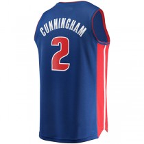 D.Pistons #2 Cade Cunningham Fanatics Branded 2021 Draft First Round Pick Fast Break Replica Jersey Blue Icon Edition Stitched American Basketball Jersey
