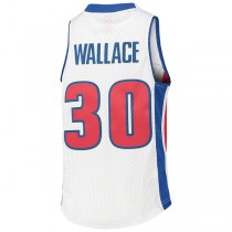 D.Pistons #30 Rasheed Wallace Mitchell & Ness Youth 2003-04 Hardwood Classics Swingman Jersey White Stitched American Basketball Jersey
