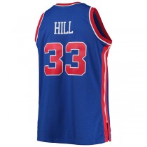 D.Pistons #33 Grant Hill Mitchell & Ness Big & Tall Hardwood Classics Swingman Jersey Blue Stitched American Basketball Jersey