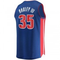 D.Pistons #35 Marvin Bagley III Fanatics Branded 2021-22 Fast Break Replica Jersey Icon Edition Blue Stitched American Basketball Jersey