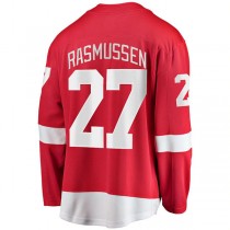 D.Red Wings #27 Michael Rasmussen Fanatics Branded Home Breakaway Player Jersey Red Stitched American Hockey Jerseys