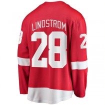 D.Red Wings #28 Gustav Lindstrom Fanatics Branded Home Breakaway Player Jersey Red Stitched American Hockey Jerseys