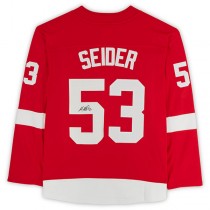 D.Red Wings #53 Moritz Seider Fanatics Authentic Autographed Fanatics Breakaway Jersey Red Stitched American Hockey Jerseys