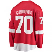 D.Red Wings #70 Oskar Sundqvist Fanatics Branded Home Breakaway Player Jersey Red Stitched American Hockey Jerseys