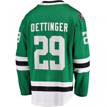 D.Stars #29 Jake Oettinger Fanatics Branded Home Breakaway Player Jersey Kelly Green Stitched American Hockey Jerseys