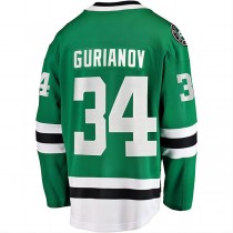 D.Stars #34 Denis Gurianov Fanatics Branded Breakaway Player Jersey Kelly Green Stitched American Hockey Jerseys