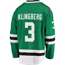 D.Stars #3 John Klingberg Fanatics Branded Breakaway Jersey Kelly Green Stitched American Hockey Jerseys