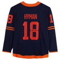 E.Oilers #18 Zach Hyman Fanatics Authentic Autographed Fanatics Alternate Breakaway Jersey Navy Stitched American Hockey Jerseys