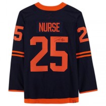 E.Oilers #25 Darnell Nurse Fanatics Authentic Autographed Alternate Jersey Navy Stitched American Hockey Jerseys