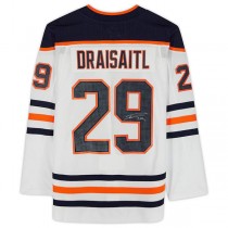 E.Oilers #29 Leon Draisaitl Fanatics Authentic Autographed White Stitched American Hockey Jerseys