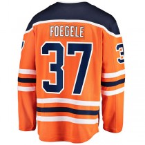 E.Oilers #37 Warren Foegele Fanatics Branded Home Breakaway Player Jersey Orange Stitched American Hockey Jerseys