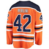 E.Oilers #42 Brendan Perlini Fanatics Branded Home Breakaway Player Jersey Orange Stitched American Hockey Jerseys