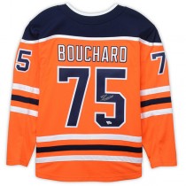 E.Oilers #75 Evan Bouchard Fanatics Authentic Autographed Breakaway Jersey Orange Stitched American Hockey Jerseys