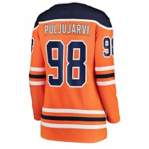 E.Oilers #98 Jesse Puljujarvi Fanatics Branded Home Breakaway Player Jersey Orange Stitched American Hockey Jerseys