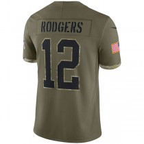 GB.Packers #12 Aaron Rodgers Olive 2022 Salute To Service Limited Jersey Stitched American Football Jerseys