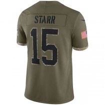 GB.Packers #15 Bart Starr Olive 2022 Salute To Service Retired Player Limited Jersey Stitched American Football Jerseys