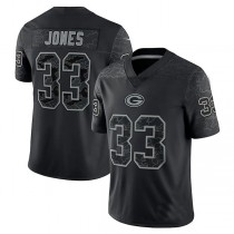 GB.Packers #33 Aaron Jones Black RFLCTV Limited Jersey Stitched American Football Jerseys