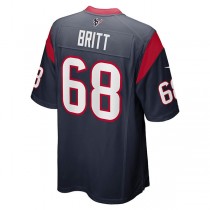 H.Texans #68 Justin Britt Navy Game Jersey Stitched American Football Jerseys
