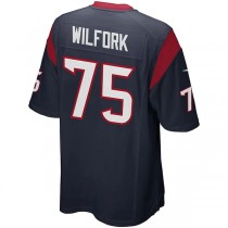 H.Texans #75 Vince Wilfork Navy Blue Game Jersey Stitched American Football Jerseys