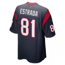 H.Texans #81 Drew Estrada Navy Game Player Jersey Stitched American Football Jerseys