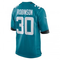 J.Jaguars #30 James Robinson Teal Game Jersey Stitched American Football Jerseys