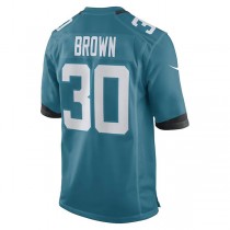J.Jaguars #30 Montaric Brown Teal Game Player Jersey Stitched American Football Jerseys