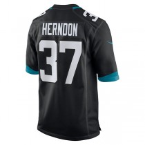 J.Jaguars #37 Tre Herndon Black Game Jersey Stitched American Football Jerseys
