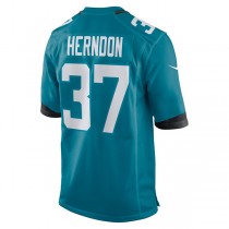 J.Jaguars #37 Tre Herndon Teal Game Jersey Stitched American Football Jerseys