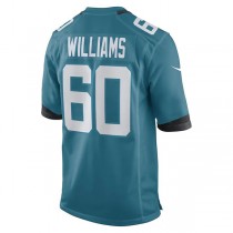 J.Jaguars #60 Darryl Williams Teal Game Player Jersey Stitched American Football Jerseys