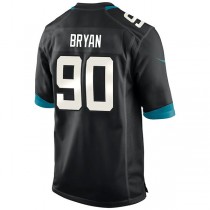 J.Jaguars #90 Taven Bryan Black Game Player Jersey Stitched American Football Jerseys