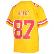 KC.Chiefs #87 Travis Kelce Gold Inverted Team Game Jersey Stitched American Football Jerseys