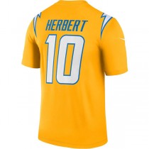 LA.Chargers #10 Justin Herbert Gold Inverted Legend Jersey Stitched American Football Jerseys