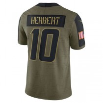LA.Chargers #10 Justin Herbert Olive 2021 Salute To Service Limited Player Jersey Stitched American Football Jerseys