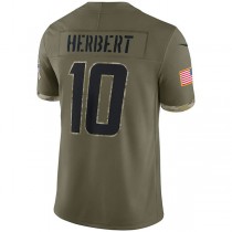 LA.Chargers #10 Justin Herbert Olive 2022 Salute To Service Limited Jersey Stitched American Football Jerseys