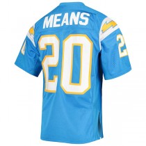 LA.Chargers #20 Natrone Means Mitchell & Ness Powder Blue Authentic Retired Player Jersey Stitched American Football Jerseys