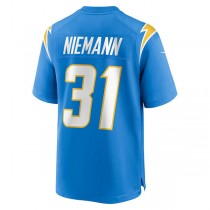LA.Chargers #31 Nick Niemann Powder Blue Game Player Jersey Stitched American Football Jerseys