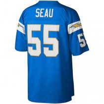 LA.Chargers #55 Junior Seau Mitchell & Ness Powder Blue Big & Tall 2002 Retired Player Replica Jersey Stitched American Football Jerseys