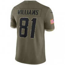 LA.Chargers #81 Mike Williams Olive 2022 Salute To Service Limited Jersey Stitched American Football Jerseys
