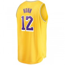 LA.Lakers #12 Kendrick Nunn Fanatics Branded 2021-22 Fast Break Replica Jersey Icon Edition Gold Stitched American Basketball Jersey