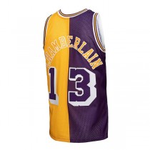 LA.Lakers #13 Wilt Chamberlain Mitchell & Ness Hardwood Classics 1971-72 Split Swingman Jersey Purple Gold Stitched American Basketball Jersey